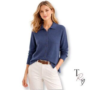 Peruvian Connection Navy Blue Classic Button Front Cardigan Sweater Alpaca Smal